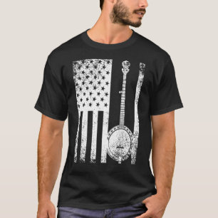 Patriotic American Flag Banjo T-Shirt