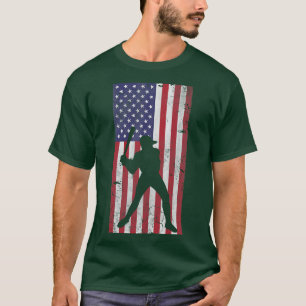 Patriotic American Flag Baseball Sports T-Shirt