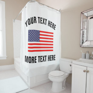 Patriotic American flag bathroom shower curtain