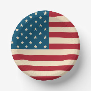 Patriotic American Flag BBQ July 4th Paper Bowls Plate