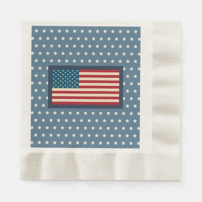 Patriotic American Flag BBQ July 4th Picnic Napkin (Front)