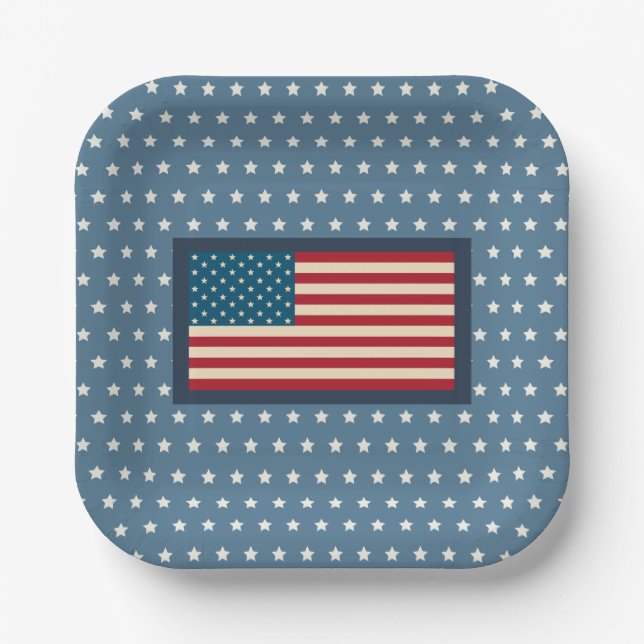 Patriotic American Flag BBQ July 4th Picnic Paper Plate (Front)