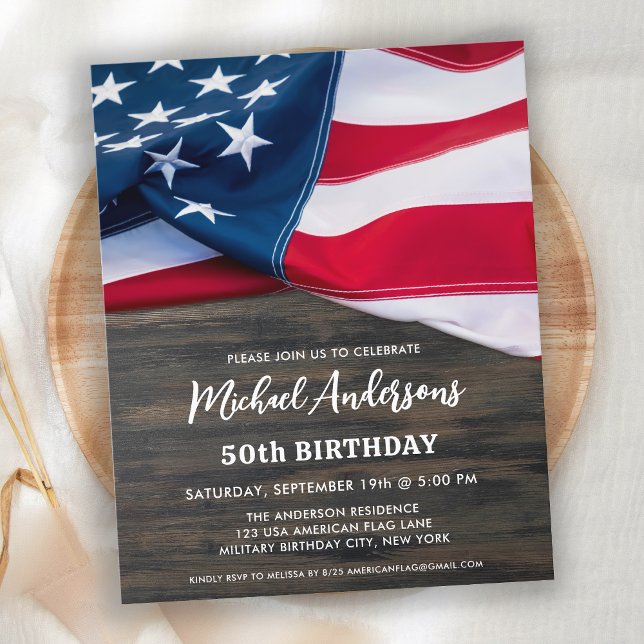 Patriotic American Flag Birthday Budget Invitation (Creator Uploaded)