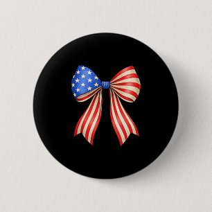 Patriotic American Flag Bow Minimalistic USA 6 Cm Round Badge