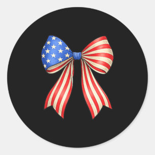 Patriotic American Flag Bow Minimalistic USA Classic Round Sticker