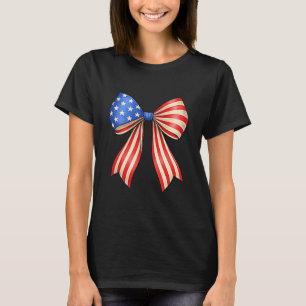 Patriotic American Flag Bow Minimalistic USA T-Shirt