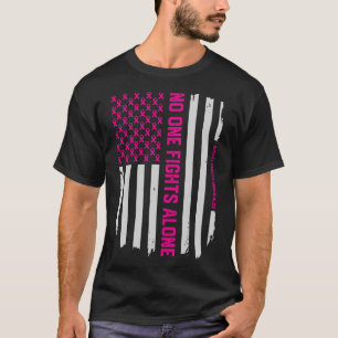 Patriotic American Flag Breast Cancer Awareness T-Shirt