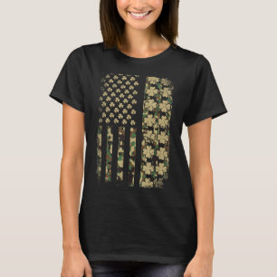 Patriotic American Flag Camouflage Shamrock St T-Shirt