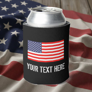Patriotic American flag can cooler   Personalise