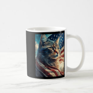 Patriotic American Flag Cat 4th of July USA Pride Coffee Mug
