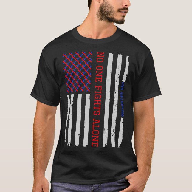 Patriotic American Flag CHD Awareness T-Shirt Tee (Front)