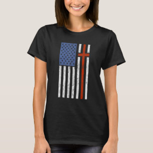 Patriotic American Flag Christian Cross Usa Flag J T-Shirt