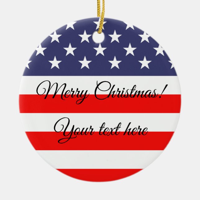 Patriotic American flag Christmas tree ornament (Front)