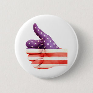 Patriotic American Flag coloured Hand Like sign 6 Cm Round Badge