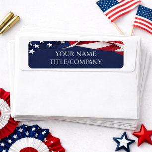 Patriotic American Flag Company Name  Return Address Label