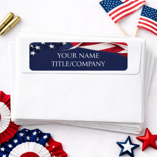 Patriotic American Flag Company Name  Return Address Label