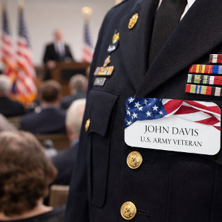 Patriotic American Flag Company Name Tag