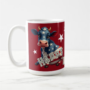 Patriotic American Flag Cow Illustration Coffee Mug