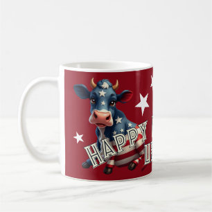 Patriotic American Flag Cow Illustration Coffee Mug