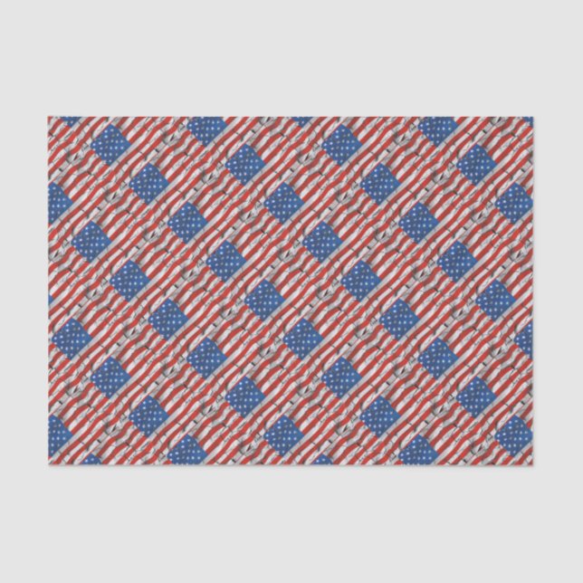 Patriotic American Flag Cracked Worn Paint Tissue Paper (Front)