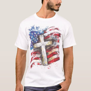 Patriotic American flag cross T-Shirt