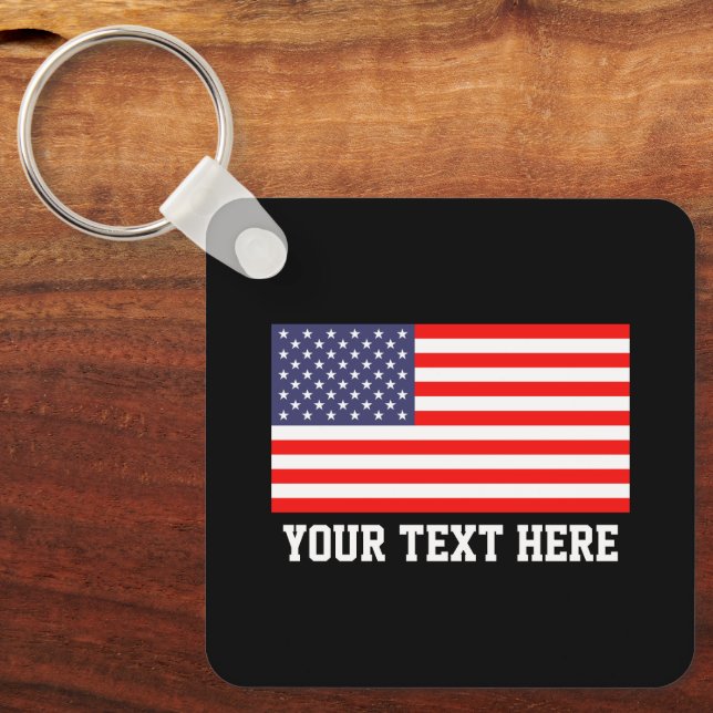 Patriotic American flag custom metal keychain (Front)