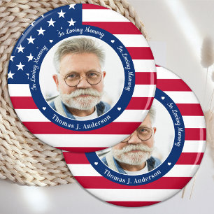 Patriotic American Flag Custom Photo Memorial Magnet