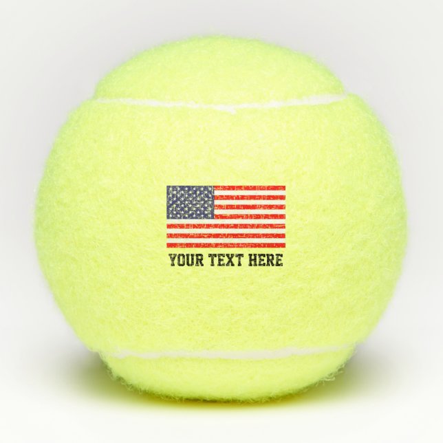 Patriotic American flag custom printed yellow Tennis Balls (Front)