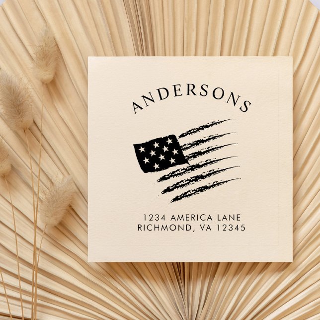 Patriotic American Flag | Custom Return Address Rubber Stamp (Creator Uploaded)