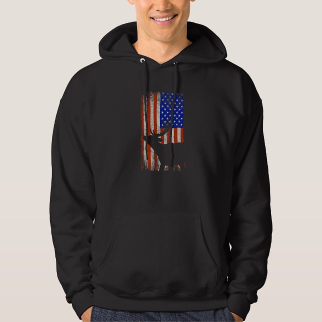Patriotic American Flag Deer Hunter Hunting   Hoodie (Front)