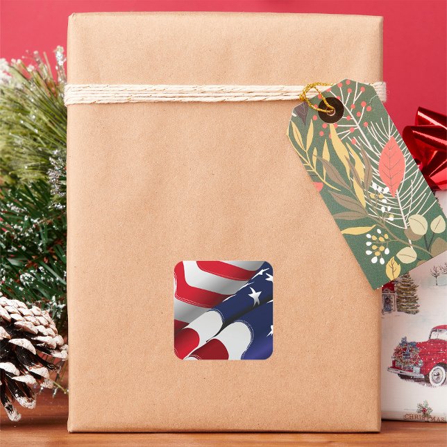 Patriotic American Flag Design Stars and Stripes  Square Sticker (Creator Uploaded)