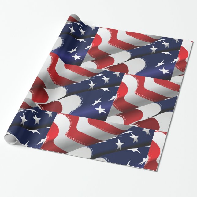 Patriotic American Flag Design Stars and Stripes  Wrapping Paper (Unrolled)
