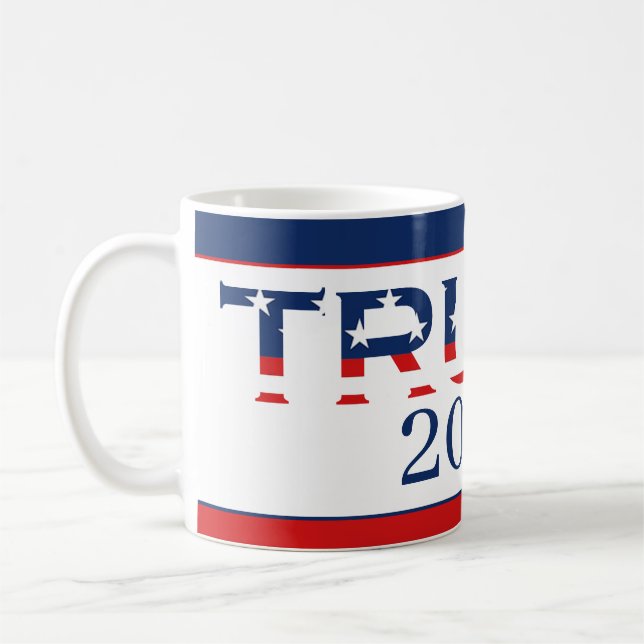 Patriotic American Flag Donald Trump 2024 Coffee Mug (Left)