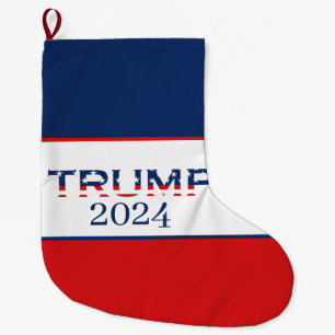 Patriotic American Flag Donald Trump 2024 Large Christmas Stocking