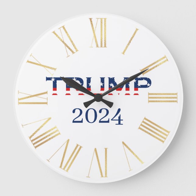 Patriotic American Flag Donald Trump 2024 Large Clock (Front)