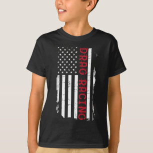 Patriotic American Flag Dragster Drag Racing Race  T-Shirt