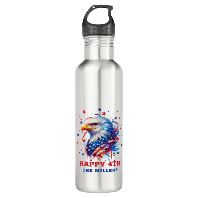 Patriotic American Flag Eagle 710 Ml Water Bottle (Front)