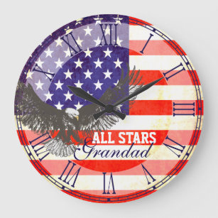 Patriotic American flag eagle grandad wall clock