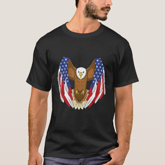 Patriotic american flag eagle open wings US Amerci T-Shirt (Front)