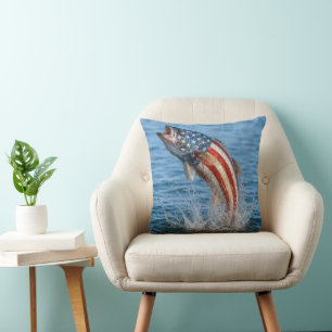 Patriotic American Flag Fish Cushion