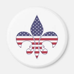 Patriotic American Flag Fleur-de-lis Magnet