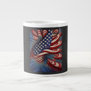 Patriotic American Flag Fractal Large Coffee Mug