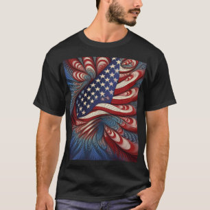 Patriotic American Flag Fractal T-Shirt