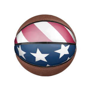 Patriotic American Flag Fun Red White, Blue Globe Mini Basketball