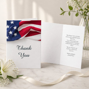 PATRIOTIC American Flag Funeral Folded Thank You Card