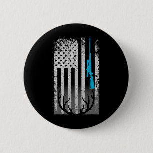 Patriotic American Flag Funny Deer Hunting Love De 6 Cm Round Badge