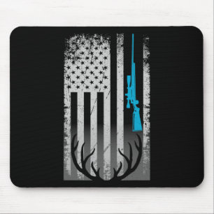 Patriotic American Flag Funny Deer Hunting Love De Mouse Pad