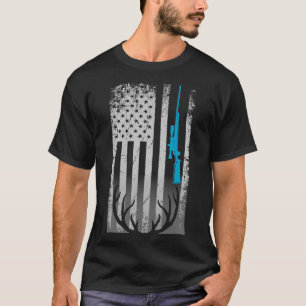 Patriotic American Flag Funny Deer Hunting Love De T-Shirt