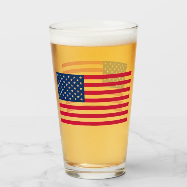 Patriotic American Flag Glass Gift (Back Filled)