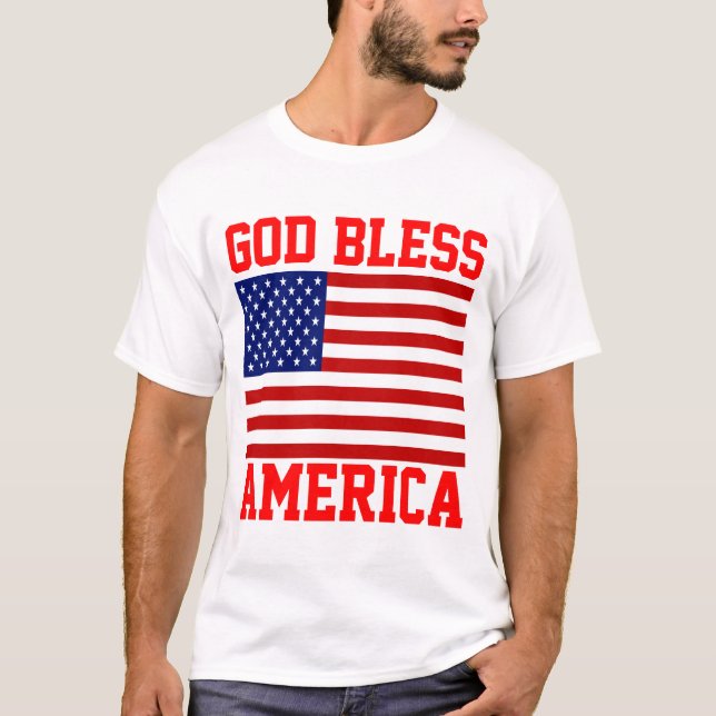 Patriotic American Flag God Bless America T-Shirt (Front)